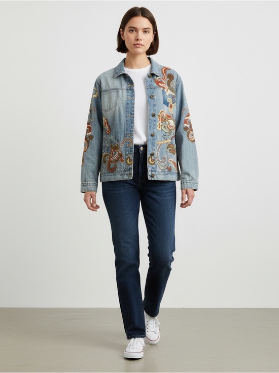 Jackets & Blazers - NWOT Boho Embroidered Denim Jacket Sm/Med